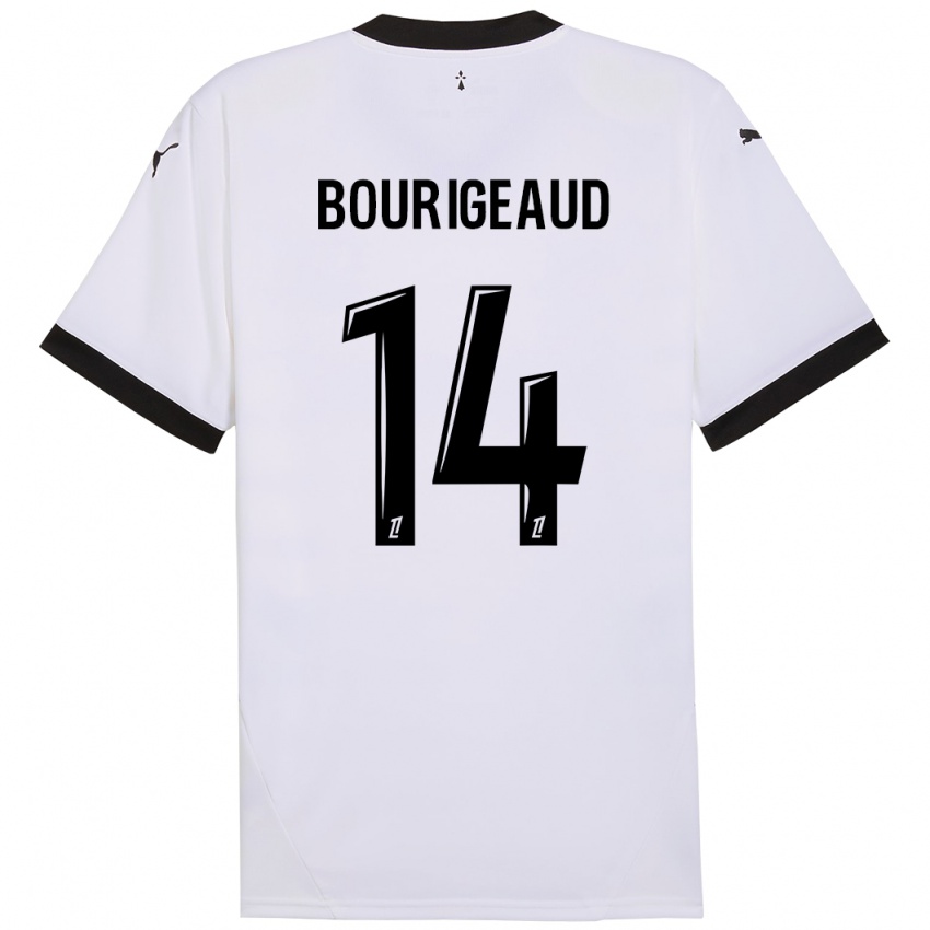 Hombre Camiseta Benjamin Bourigeaud #14 Blanco Negro 2ª Equipación 2024/25 La Camisa Chile