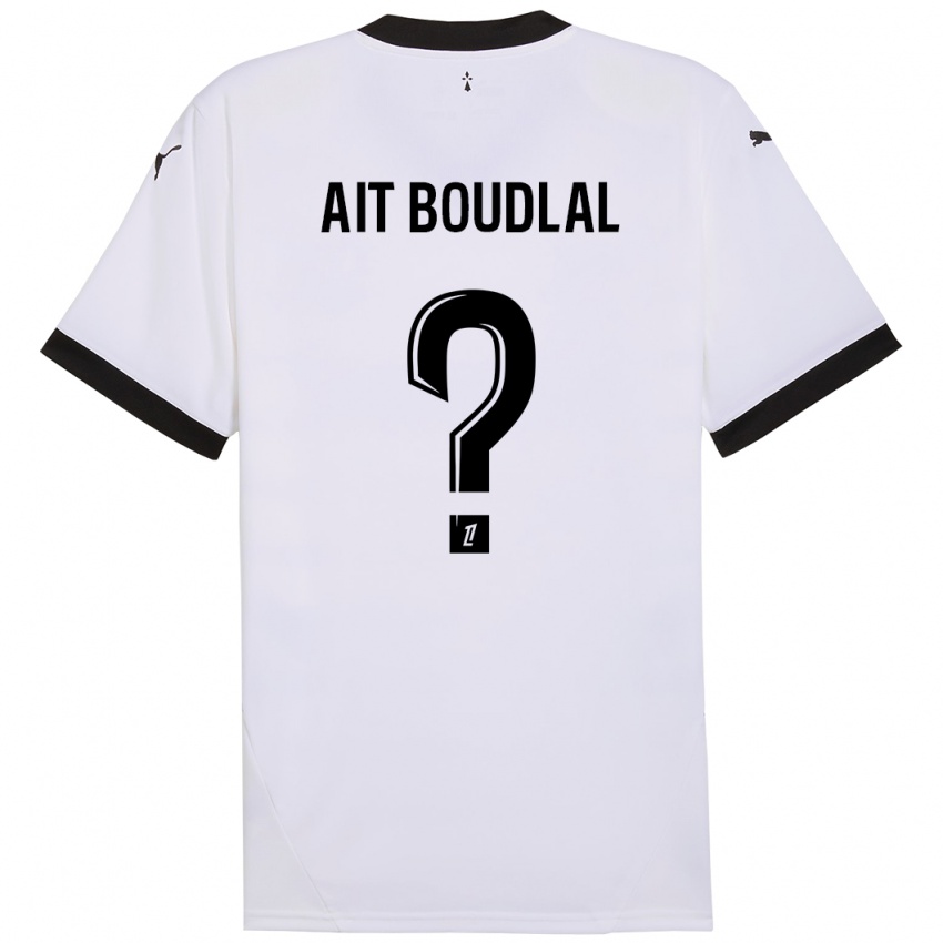 Hombre Camiseta Abdelhamid Ait Boudlal #0 Blanco Negro 2ª Equipación 2024/25 La Camisa Chile