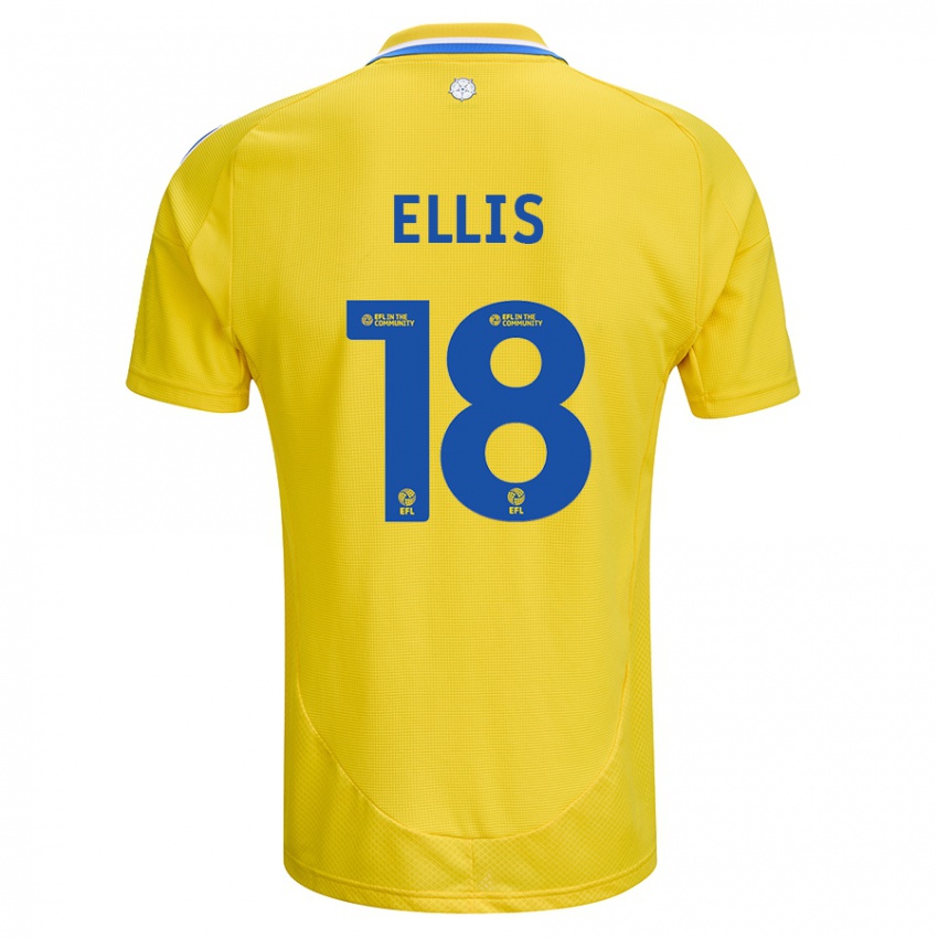 Hombre Camiseta Macy Ellis #18 Amarillo Azul 2ª Equipación 2024/25 La Camisa Chile