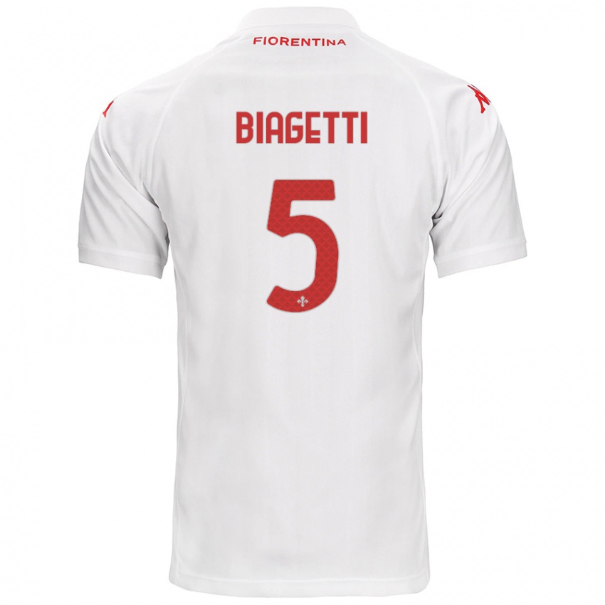 Hombre Camiseta Christian Biagetti #5 Blanco 2ª Equipación 2024/25 La Camisa Chile