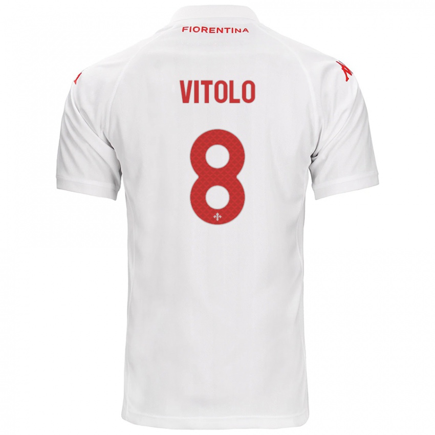 Hombre Camiseta Federico Vitolo #8 Blanco 2ª Equipación 2024/25 La Camisa Chile