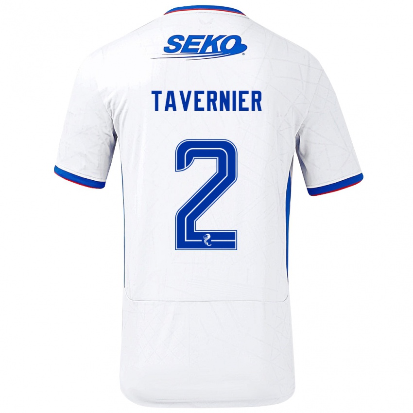 Hombre Camiseta James Tavernier #2 Blanco Azul 2ª Equipación 2024/25 La Camisa Chile