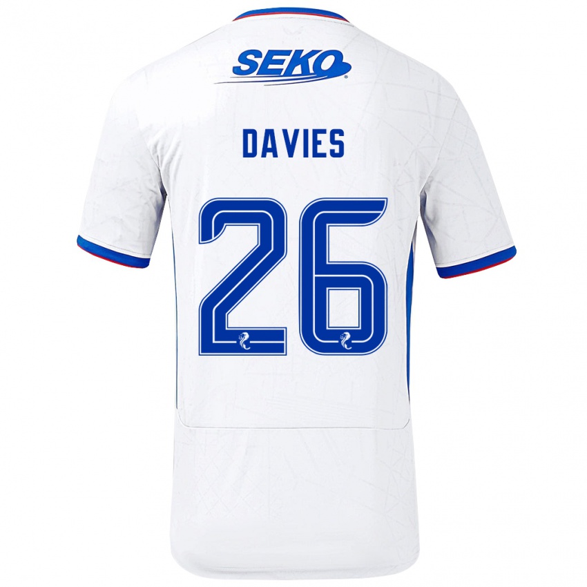 Hombre Camiseta Ben Davies #26 Blanco Azul 2ª Equipación 2024/25 La Camisa Chile