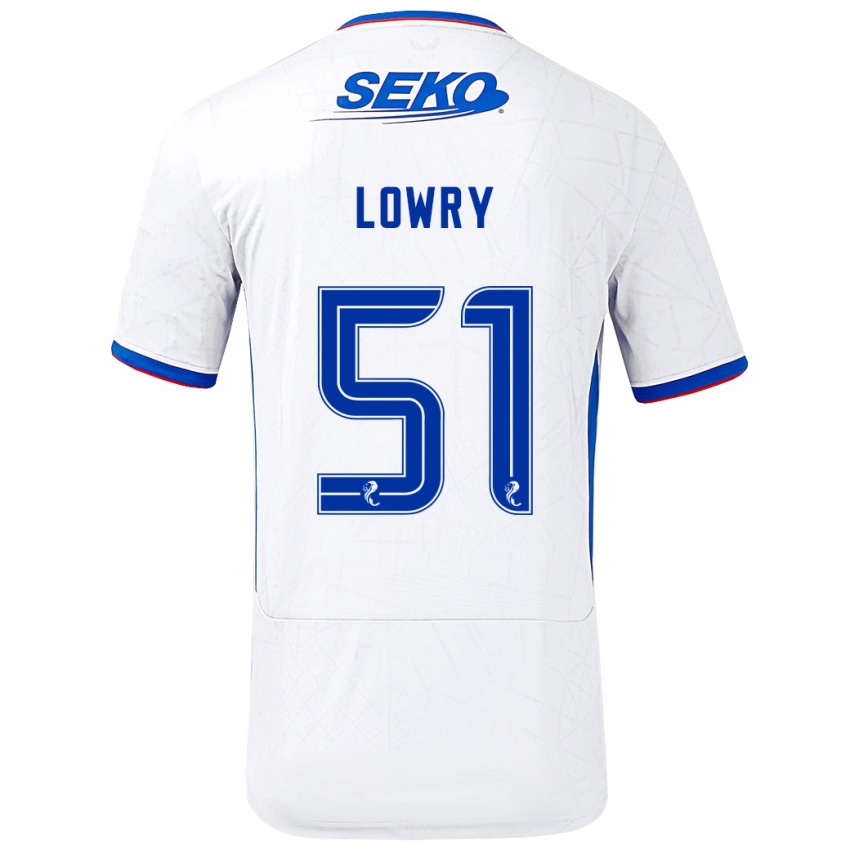 Hombre Camiseta Alex Lowry #51 Blanco Azul 2ª Equipación 2024/25 La Camisa Chile