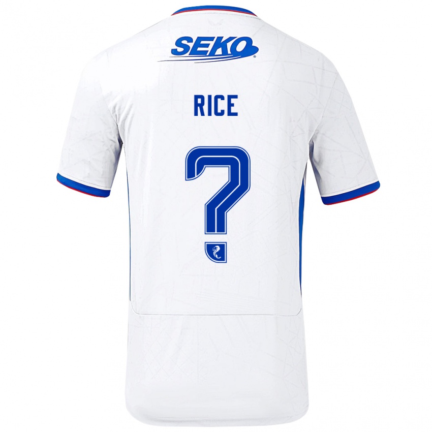 Hombre Camiseta Bailey Rice #0 Blanco Azul 2ª Equipación 2024/25 La Camisa Chile