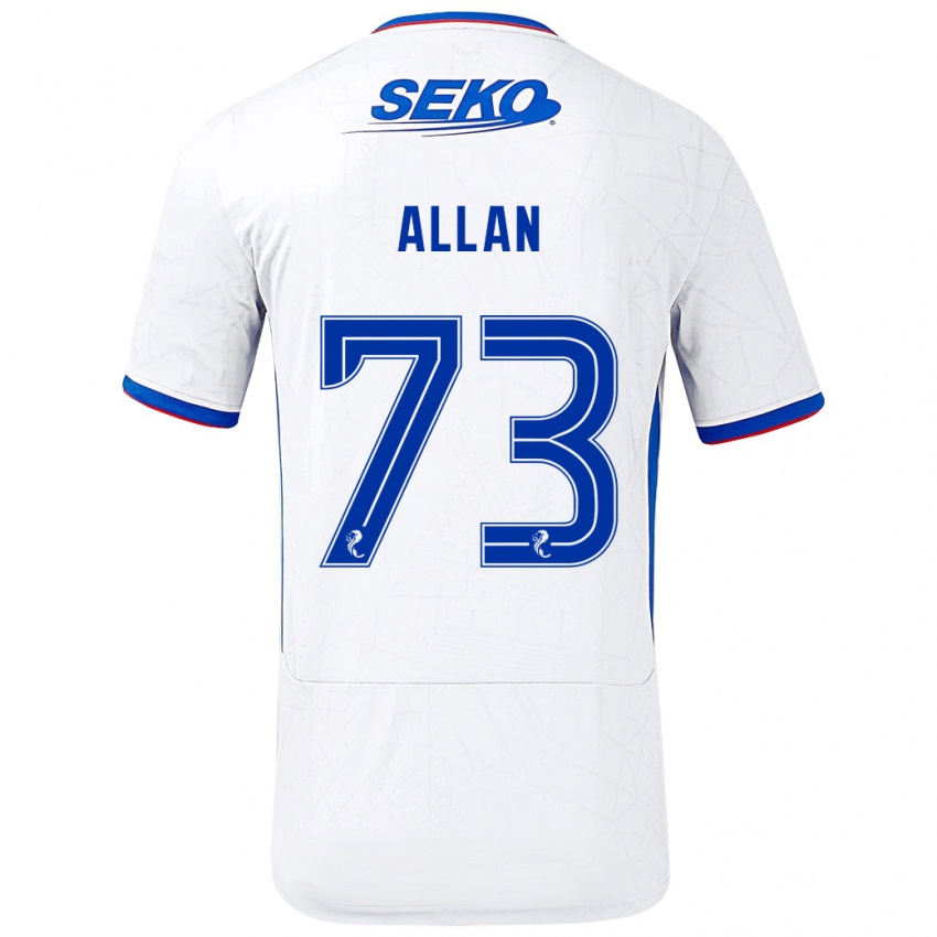 Hombre Camiseta Connor Allan #73 Blanco Azul 2ª Equipación 2024/25 La Camisa Chile