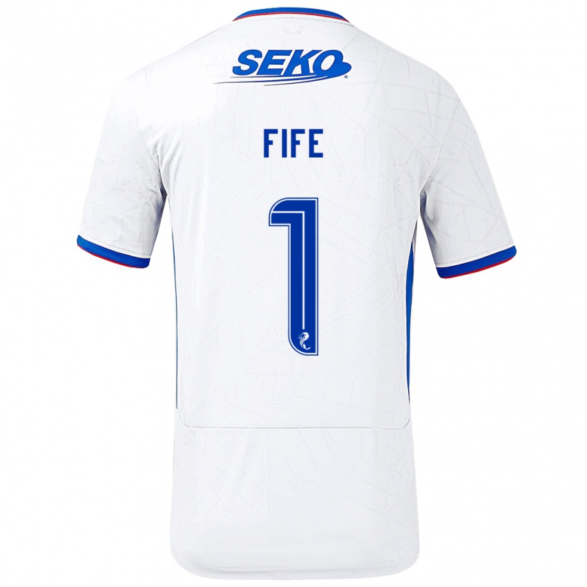 Hombre Camiseta Jenna Fife #1 Blanco Azul 2ª Equipación 2024/25 La Camisa Chile