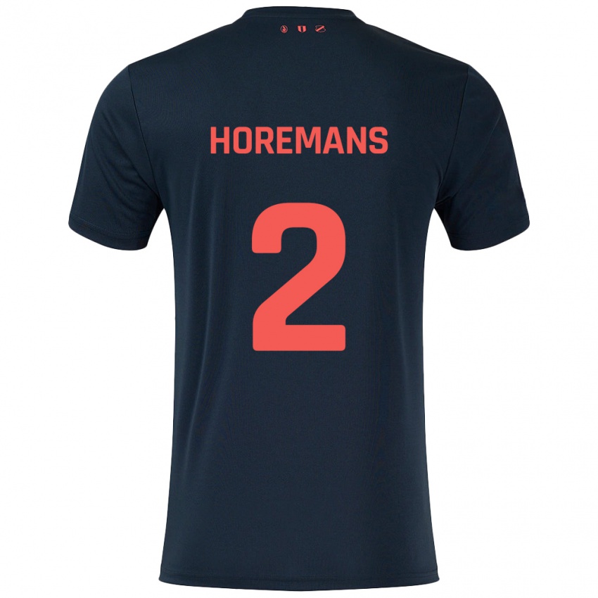 Hombre Camiseta Siebe Horemans #2 Negro Rojo 2ª Equipación 2024/25 La Camisa Chile