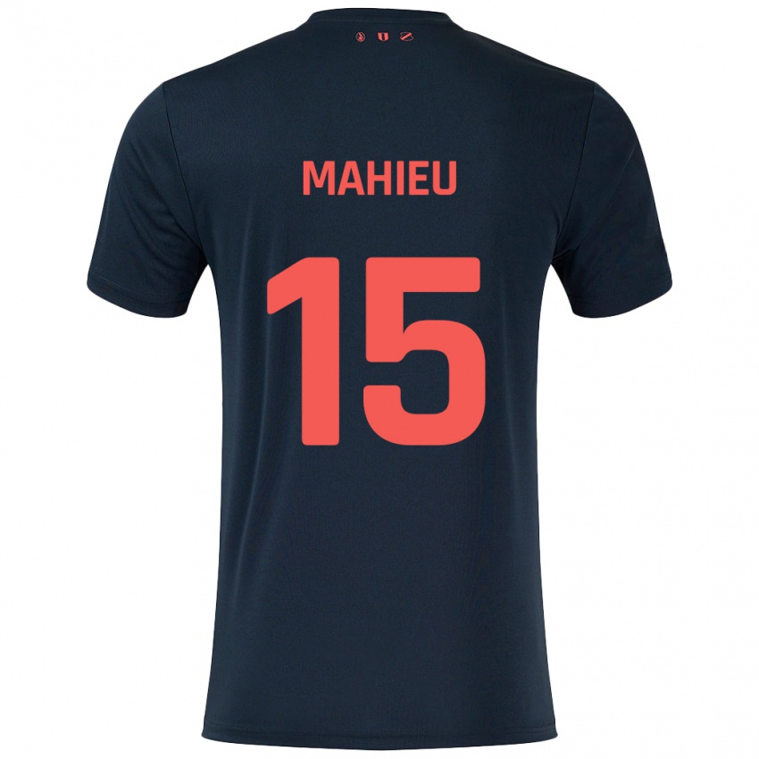 Hombre Camiseta Lena Mahieu #15 Negro Rojo 2ª Equipación 2024/25 La Camisa Chile