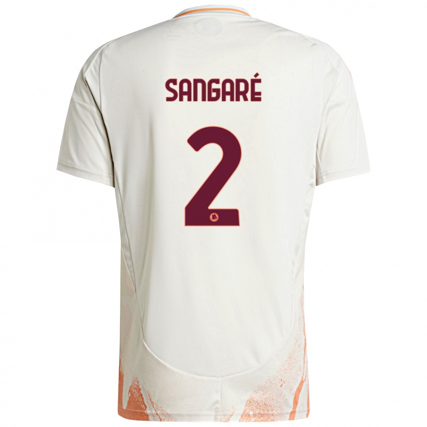 Hombre Camiseta Buba Sangaré #2 Crema Blanco Naranja 2ª Equipación 2024/25 La Camisa Chile