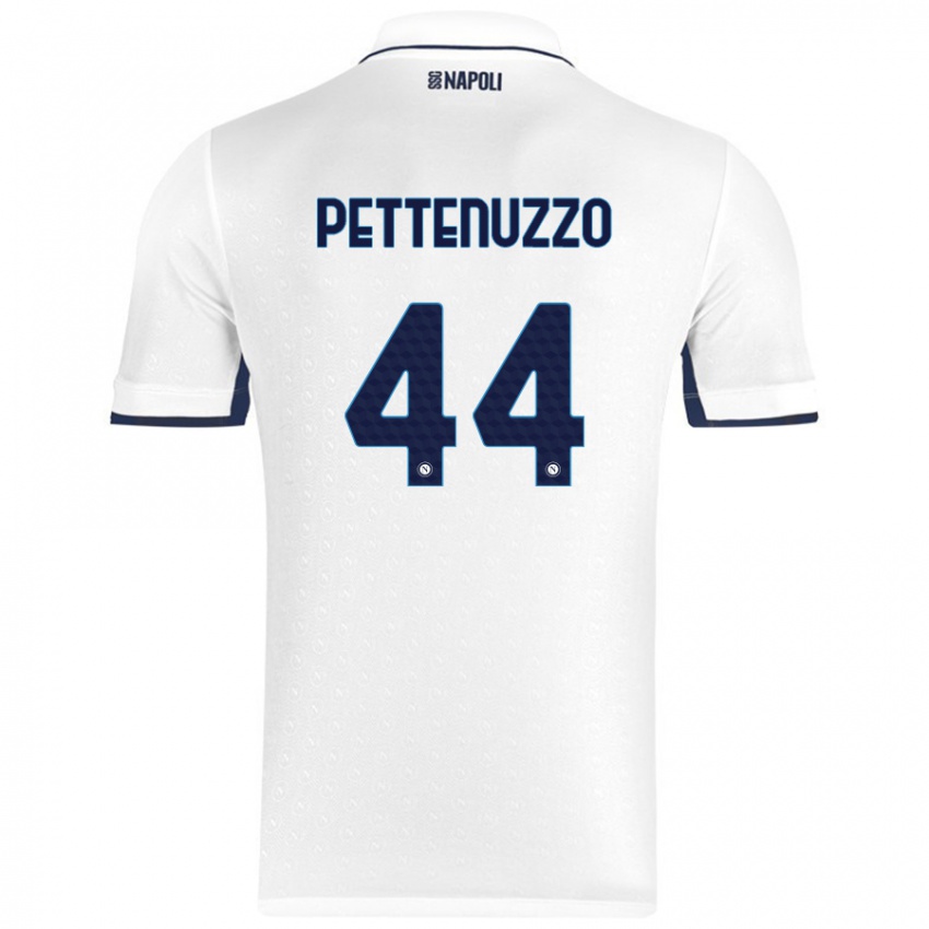 Hombre Camiseta Tecla Pettenuzzo #44 Blanco Azul Real 2ª Equipación 2024/25 La Camisa Chile