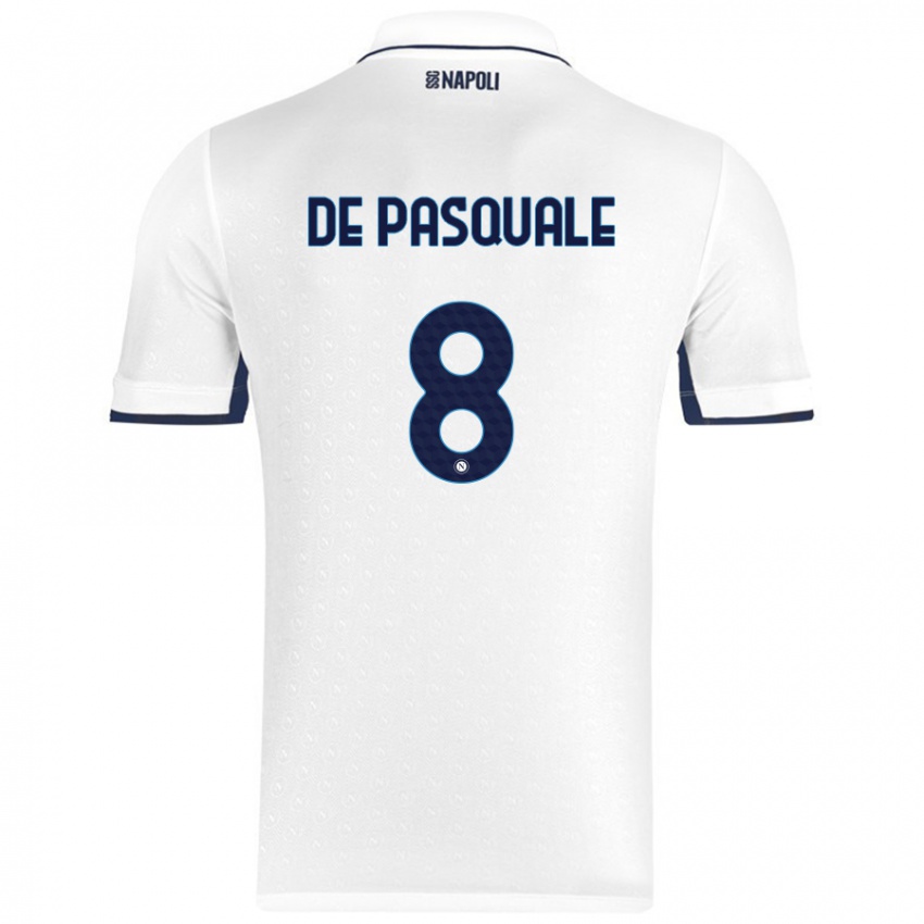 Hombre Camiseta Dylan De Pasquale #8 Blanco Azul Real 2ª Equipación 2024/25 La Camisa Chile