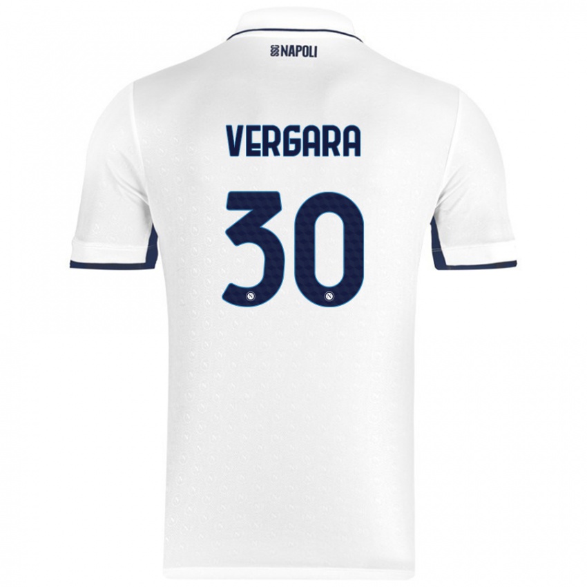 Hombre Camiseta Antonio Vergara #30 Blanco Azul Real 2ª Equipación 2024/25 La Camisa Chile