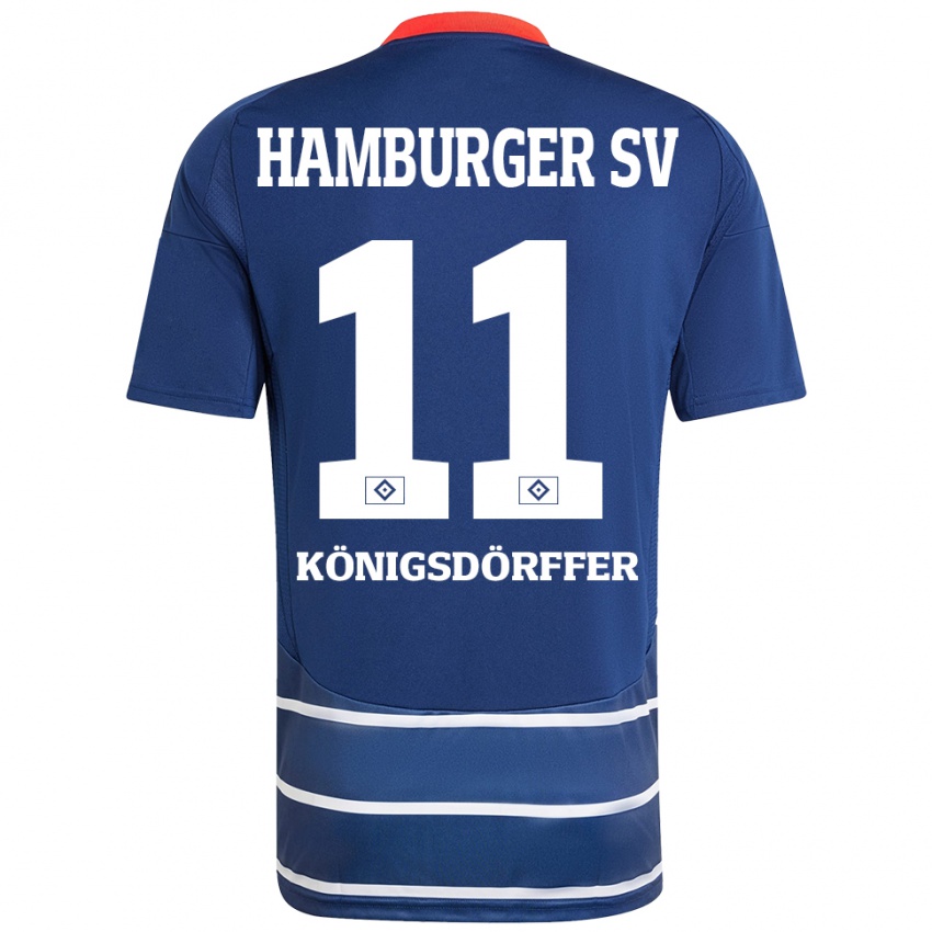 Hombre Camiseta Ransford Königsdörffer #11 Azul Oscuro 2ª Equipación 2024/25 La Camisa Chile