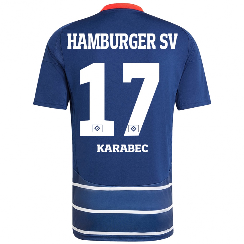 Hombre Camiseta Adam Karabec #17 Azul Oscuro 2ª Equipación 2024/25 La Camisa Chile