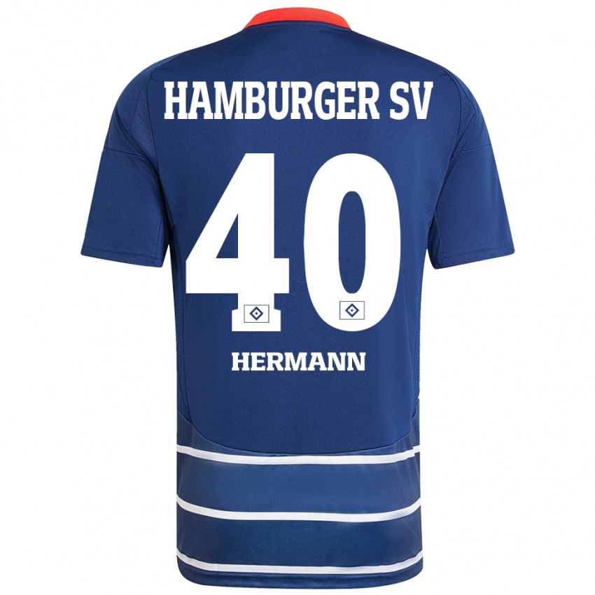 Hombre Camiseta Hannes Hermann #40 Azul Oscuro 2ª Equipación 2024/25 La Camisa Chile