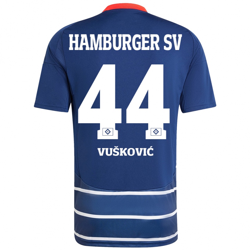 Hombre Camiseta Mario Vuskovic #44 Azul Oscuro 2ª Equipación 2024/25 La Camisa Chile