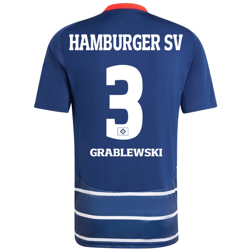 Hombre Camiseta Max Grablewski #3 Azul Oscuro 2ª Equipación 2024/25 La Camisa Chile