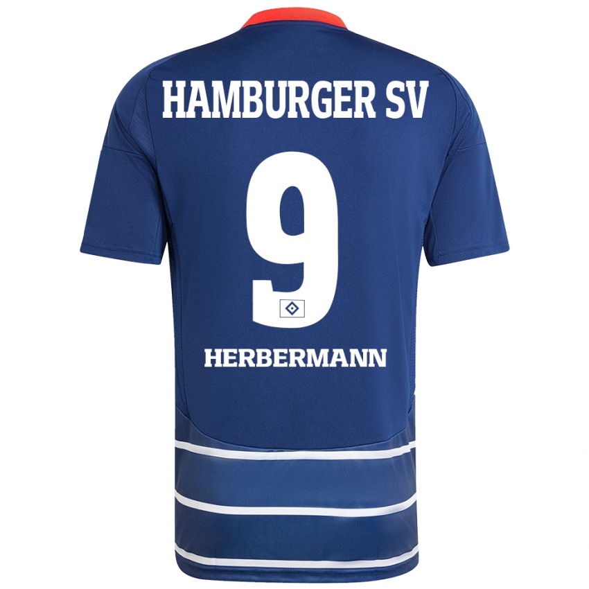 Hombre Camiseta Kevin Herbermann #9 Azul Oscuro 2ª Equipación 2024/25 La Camisa Chile