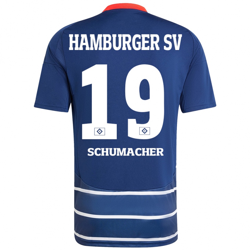 Hombre Camiseta Lukas Schumacher #19 Azul Oscuro 2ª Equipación 2024/25 La Camisa Chile