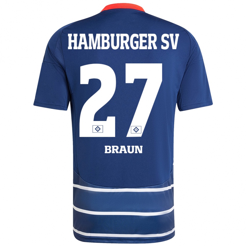 Hombre Camiseta Elias Braun #27 Azul Oscuro 2ª Equipación 2024/25 La Camisa Chile