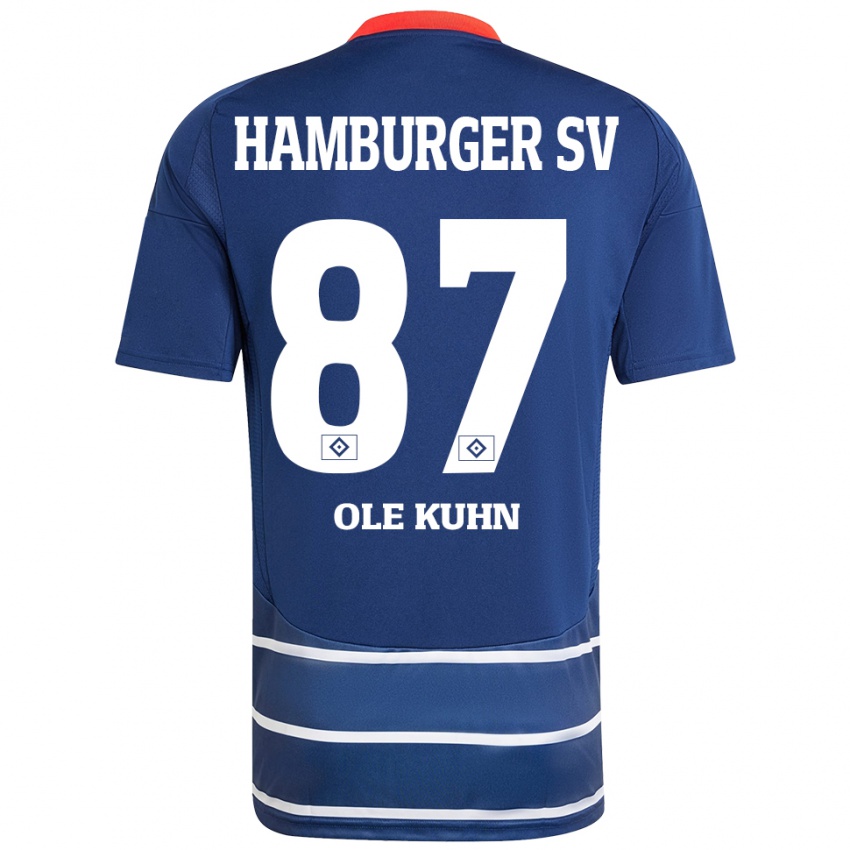 Hombre Camiseta Niklas Ole Kühn #87 Azul Oscuro 2ª Equipación 2024/25 La Camisa Chile