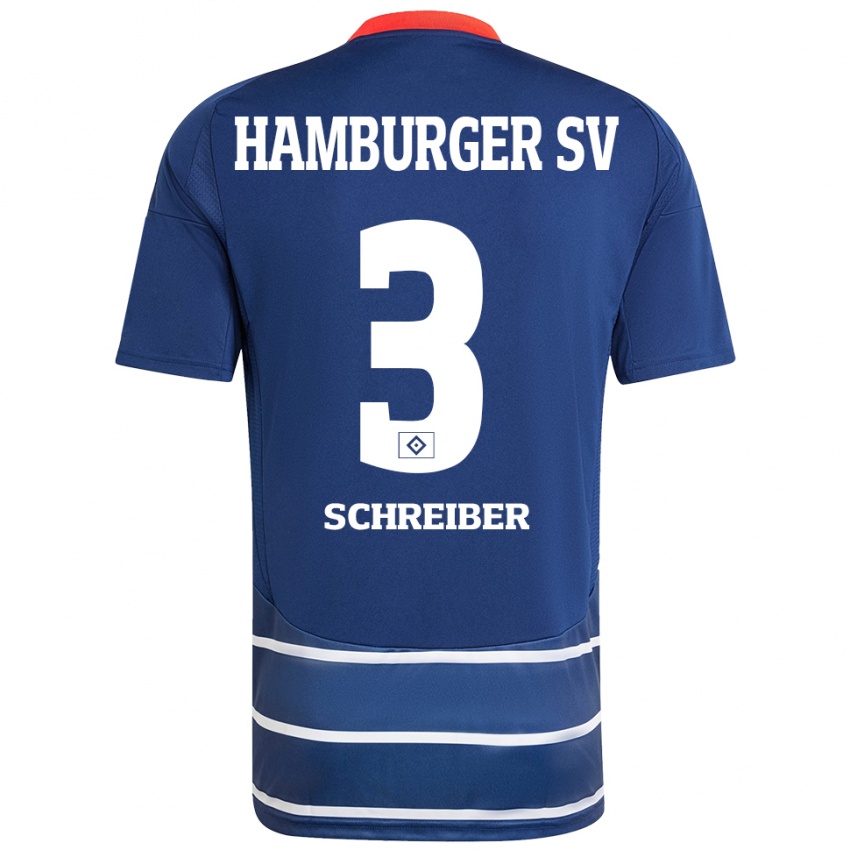 Hombre Camiseta David Schreiber #3 Azul Oscuro 2ª Equipación 2024/25 La Camisa Chile