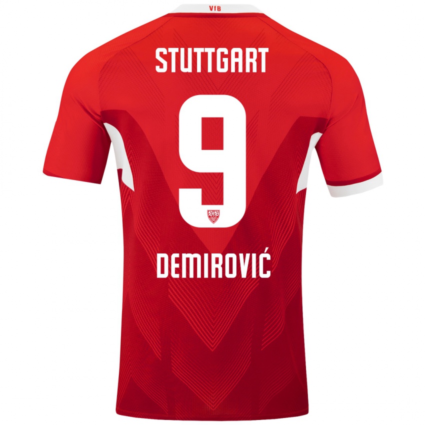 Hombre Camiseta Ermedin Demirovic #9 Rojo Blanco 2ª Equipación 2024/25 La Camisa Chile