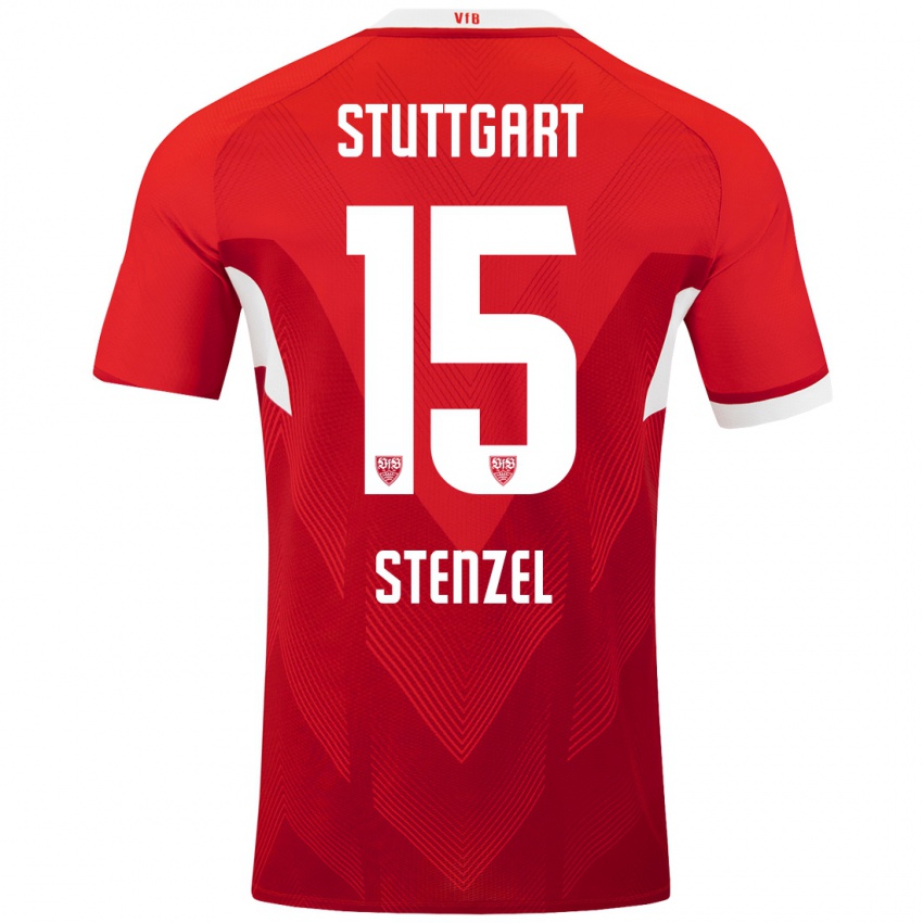 Hombre Camiseta Pascal Stenzel #15 Rojo Blanco 2ª Equipación 2024/25 La Camisa Chile