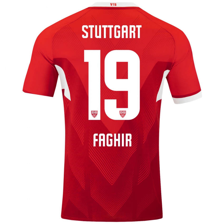 Hombre Camiseta Wahid Faghir #19 Rojo Blanco 2ª Equipación 2024/25 La Camisa Chile