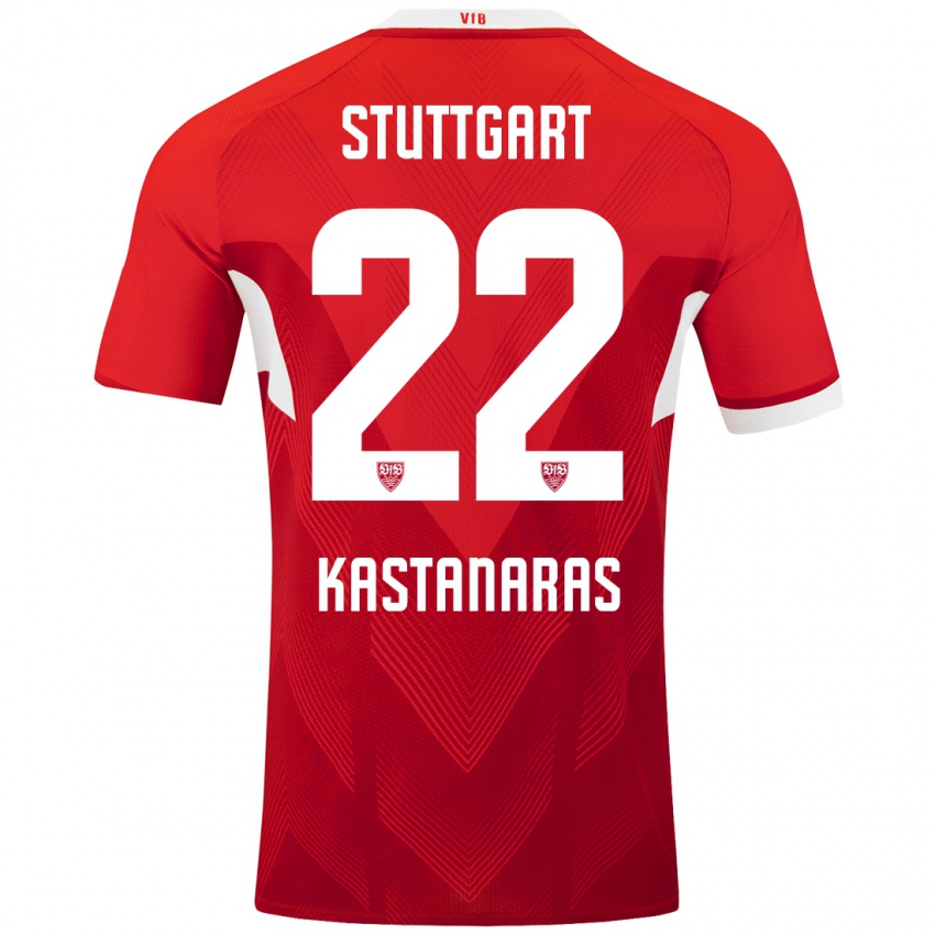 Hombre Camiseta Thomas Kastanaras #22 Rojo Blanco 2ª Equipación 2024/25 La Camisa Chile