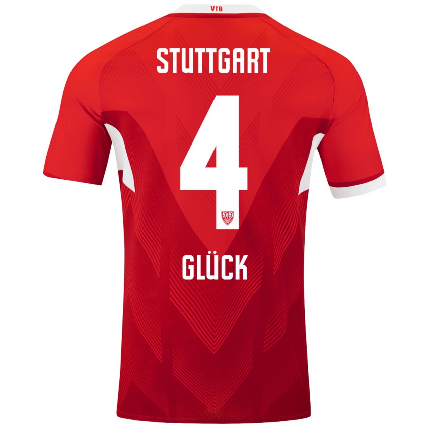 Hombre Camiseta Michael Glück #4 Rojo Blanco 2ª Equipación 2024/25 La Camisa Chile