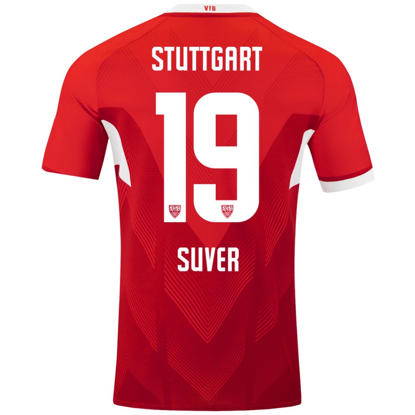 Hombre Camiseta Jakov Suver #19 Rojo Blanco 2ª Equipación 2024/25 La Camisa Chile