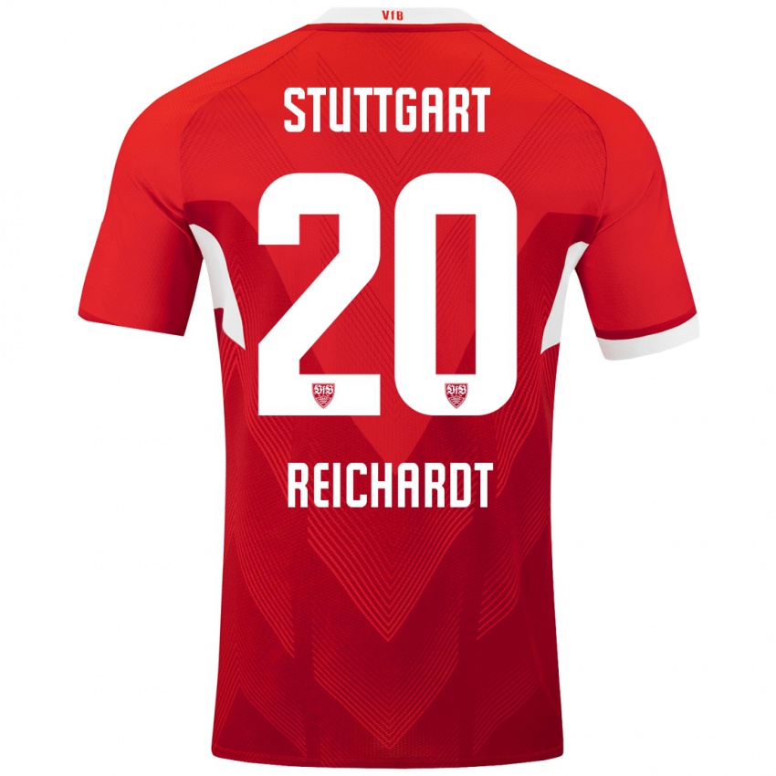 Hombre Camiseta Leon Reichardt #20 Rojo Blanco 2ª Equipación 2024/25 La Camisa Chile