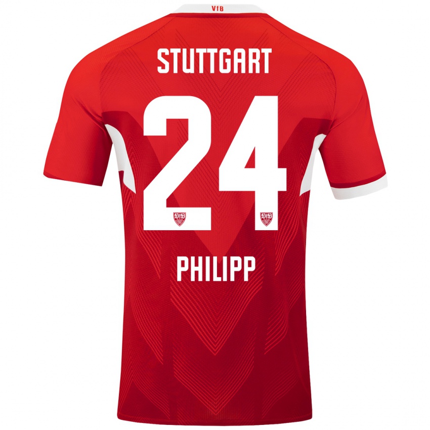 Hombre Camiseta Celine Philipp #24 Rojo Blanco 2ª Equipación 2024/25 La Camisa Chile