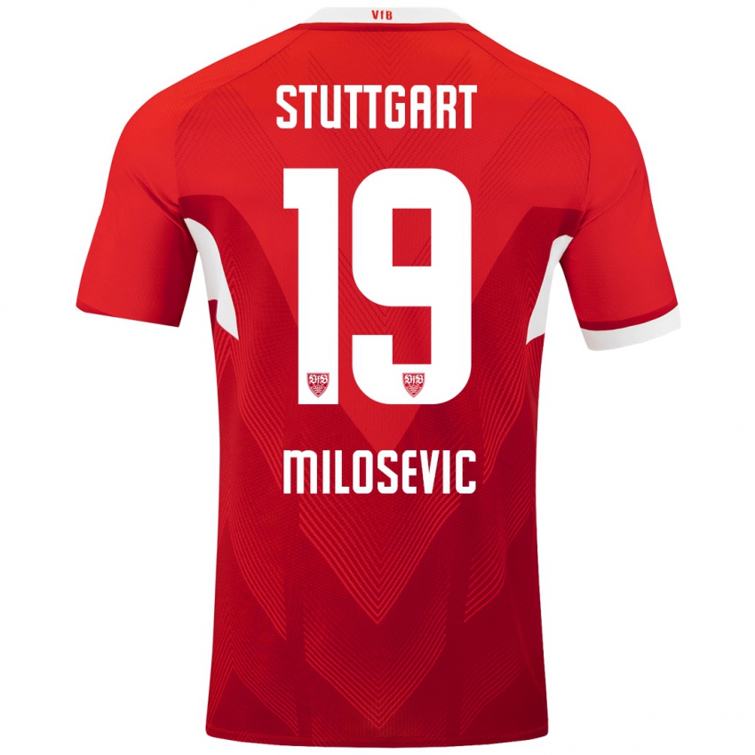 Hombre Camiseta Jovan Milosevic #19 Rojo Blanco 2ª Equipación 2024/25 La Camisa Chile