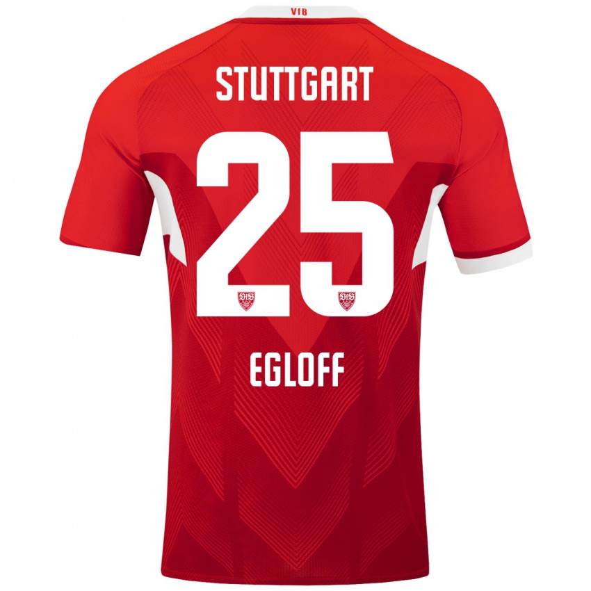 Hombre Camiseta Lilian Egloff #25 Rojo Blanco 2ª Equipación 2024/25 La Camisa Chile