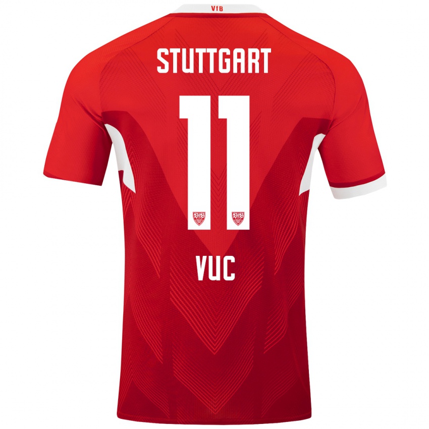 Hombre Camiseta Patrick Vuc #11 Rojo Blanco 2ª Equipación 2024/25 La Camisa Chile