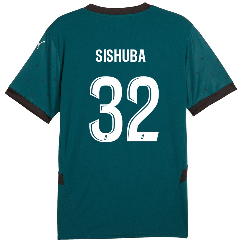 Hombre Camiseta Ayanda Sishuba #32 Verde Oscuro 2ª Equipación 2024/25 La Camisa Chile