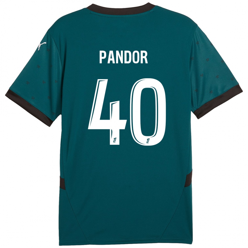 Hombre Camiseta Yannick Pandor #40 Verde Oscuro 2ª Equipación 2024/25 La Camisa Chile