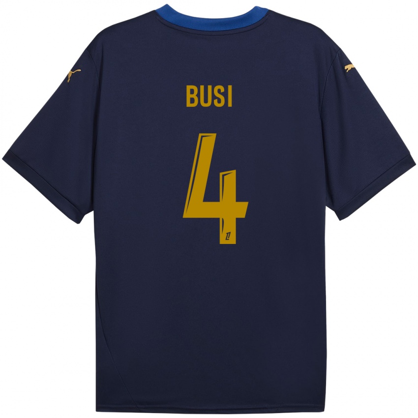 Hombre Camiseta Maxime Busi #4 Azul Marino Dorado 2ª Equipación 2024/25 La Camisa Chile