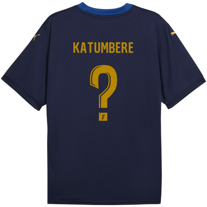 Hombre Camiseta Noah Katumbere #0 Azul Marino Dorado 2ª Equipación 2024/25 La Camisa Chile