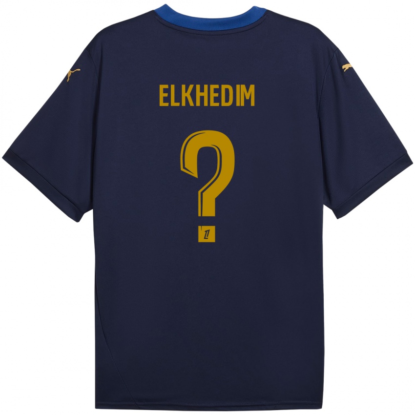 Hombre Camiseta Abdenoor Elkhedim #0 Azul Marino Dorado 2ª Equipación 2024/25 La Camisa Chile