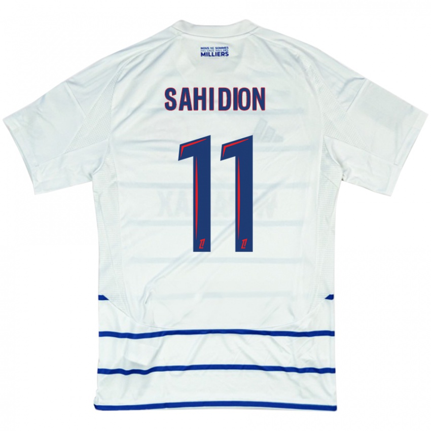 Hombre Camiseta Moïse Sahi Dion #11 Blanco Azul 2ª Equipación 2024/25 La Camisa Chile