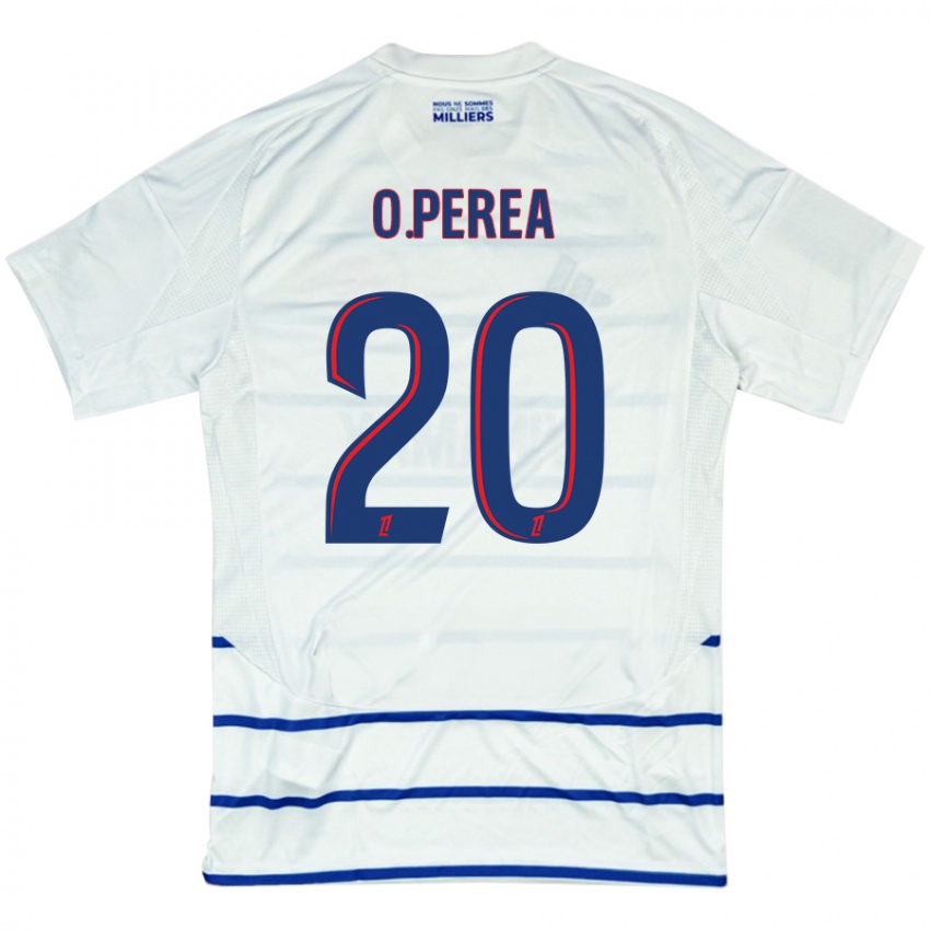 Hombre Camiseta Óscar Perea #20 Blanco Azul 2ª Equipación 2024/25 La Camisa Chile