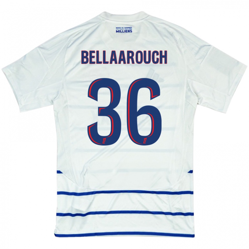 Hombre Camiseta Alaa Bellaarouch #36 Blanco Azul 2ª Equipación 2024/25 La Camisa Chile