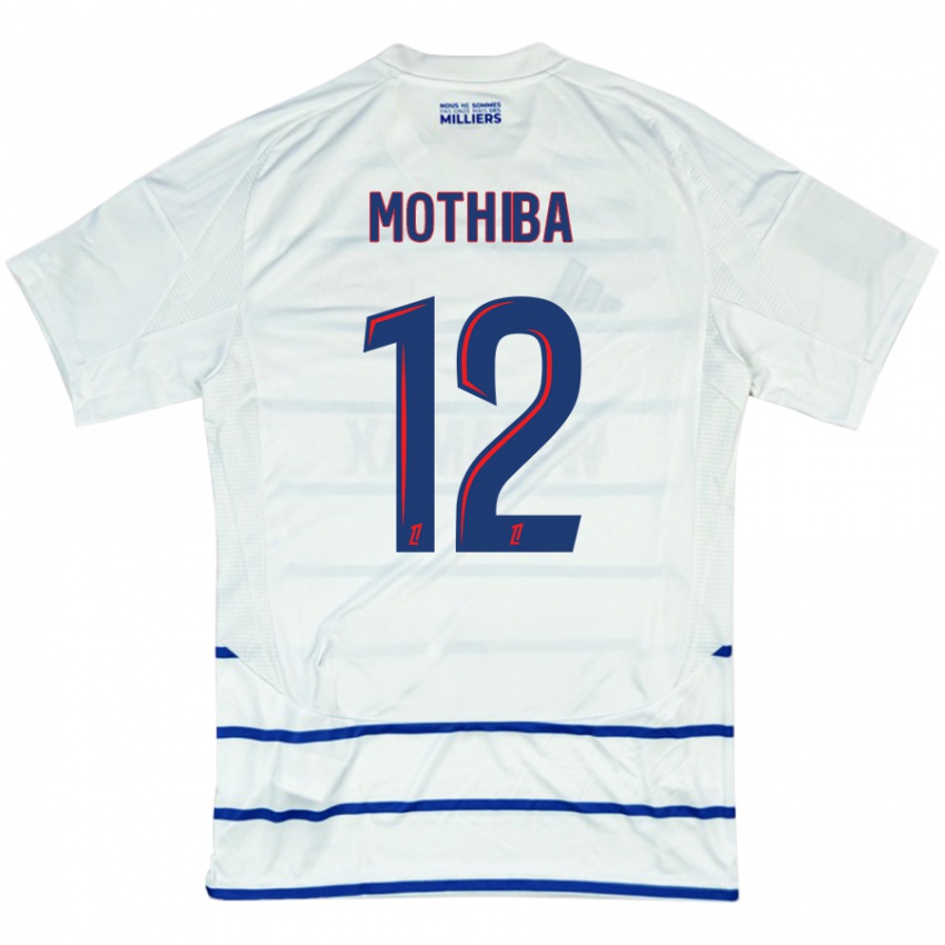 Hombre Camiseta Lebo Mothiba #12 Blanco Azul 2ª Equipación 2024/25 La Camisa Chile