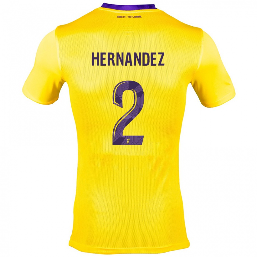 Hombre Camiseta Lucie Hernandez #2 Amarillo Morado 2ª Equipación 2024/25 La Camisa Chile