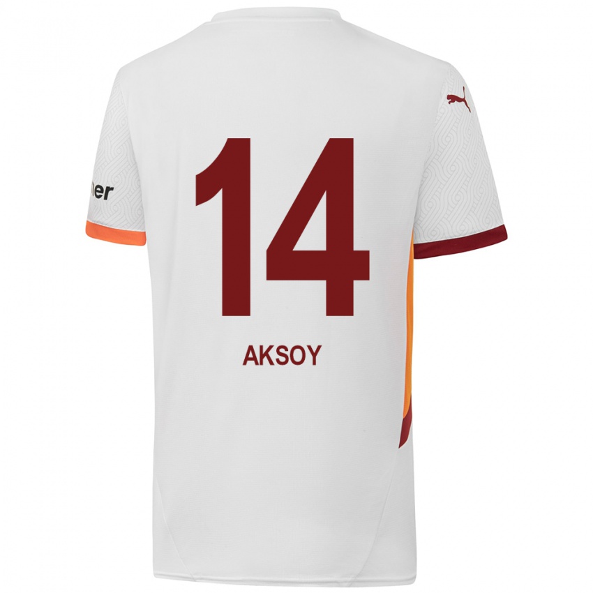 Hombre Camiseta Berkan Aksoy #14 Blanco Amarillo Rojo 2ª Equipación 2024/25 La Camisa Chile