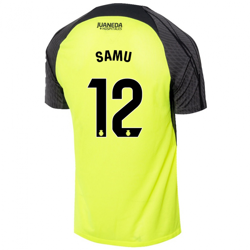 Hombre Camiseta Samú Costa #12 Verde Fluorescente Negro 2ª Equipación 2024/25 La Camisa Chile